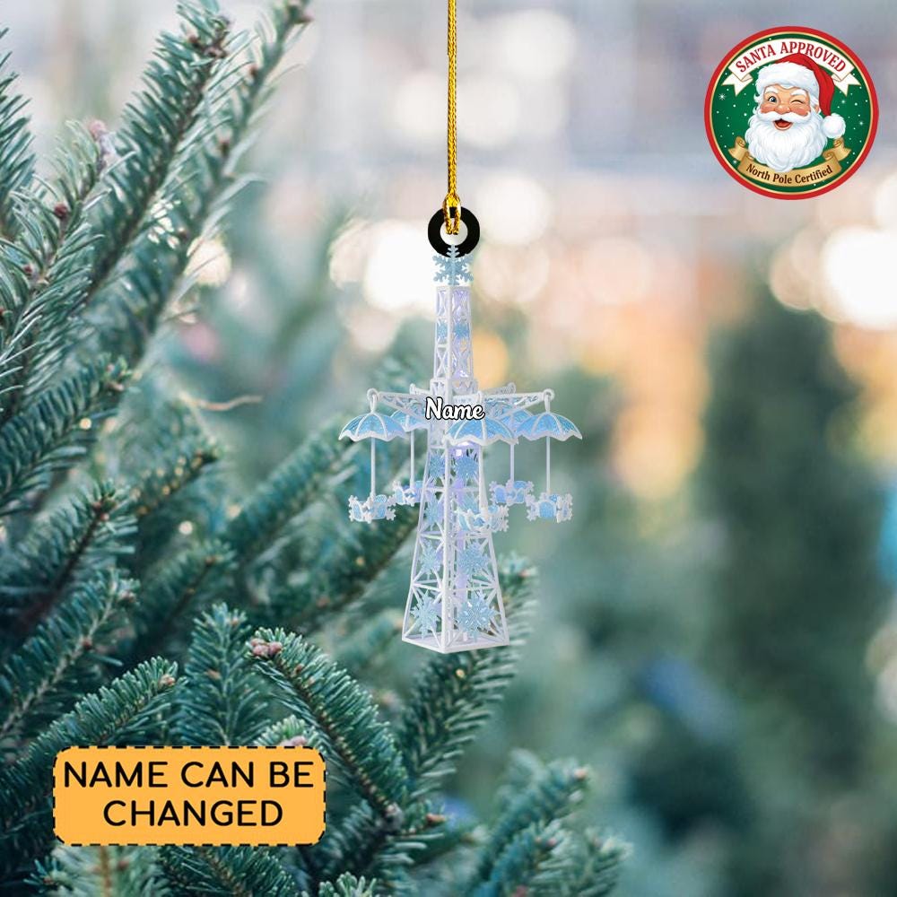 Discover Personalized Spinning Snowflake Christmas Ornament, Carnival Ride Ornament, Amusement Park Ornament, Kids Fairground Keepsake