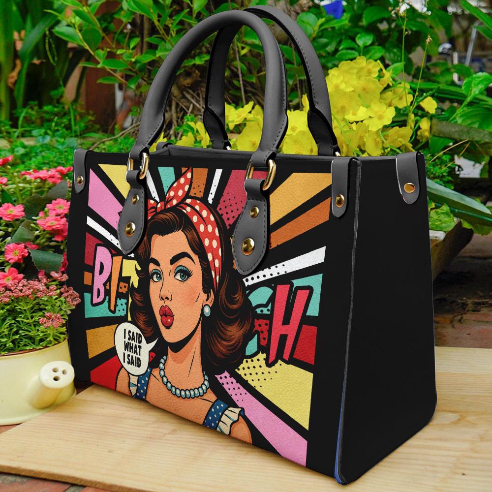 40 Retro Tote Bags: The Ultimate Fashion Accessory 34 Personalized PU Leather Handbag For Women - I Said What I Said Pop…
