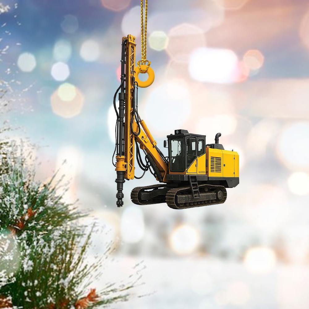 Discover 2D Flat Drilling Rig Ornament, Drilling Rig Down-the-hole Drill Machine Ornament Decor, Contractor Ornament Gift