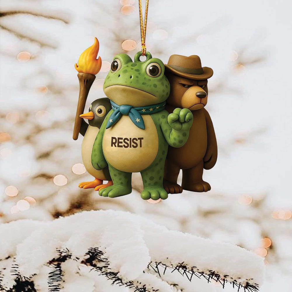 Discover Portland Frog Ornament Political Ornament, Freedom Frog Funny Liberal, Pro-democrat Gift Anti Maga Ornament, Frog Meme Ornament