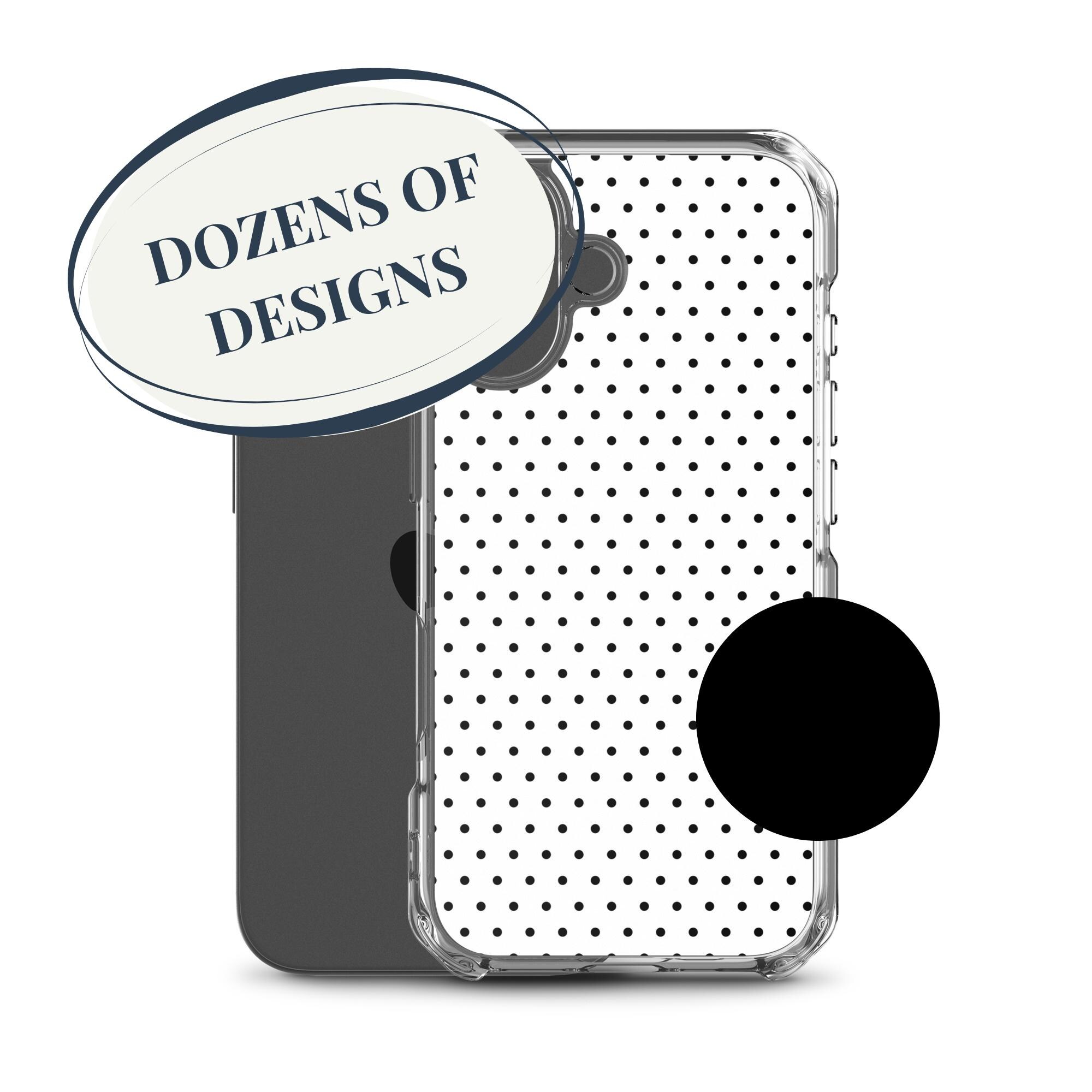 ブラックポルカドット柄iPhoneケース - クラシックな白地にドット柄