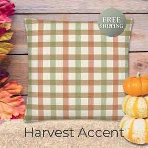 Woodland Plaid Pillow or Cover Only • Rustic Green, Brown, & Rust Orange Tartan • Farmhouse Fall Patterned Cover