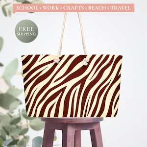 Retro Zebra Print Weekender Bag – Oversized Vintage-Inspired Tote for Women, Travel & Daily Carry
