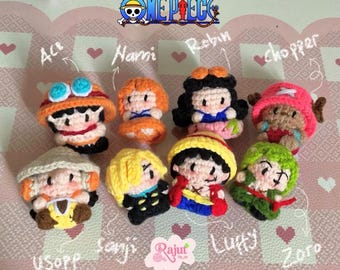 Hand-Crocheted One Piece Amigurumi Charms: Anime Keychain Accessory