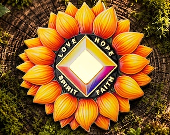 Custom 1-65 Year NA Sobriety Medallion, Sunflower Narcotics Anonymous Gift