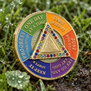 Custom 1-65 Year 12 Step Sobriety Coin, AA Recovery Medallion