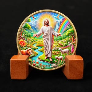 Versículos da Bíblia Ficha de Bolso João 3 16 Desafio Moeda, Jesus Floresta Apreciação Igreja Cristã Escola Sala de Aula Recompensas Coisas da Bíblia