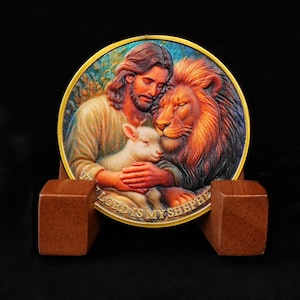 Gold Plated Religious Commemorative Coin with Psalm 23, Jesus Faith Based Keepsake Christian Gift