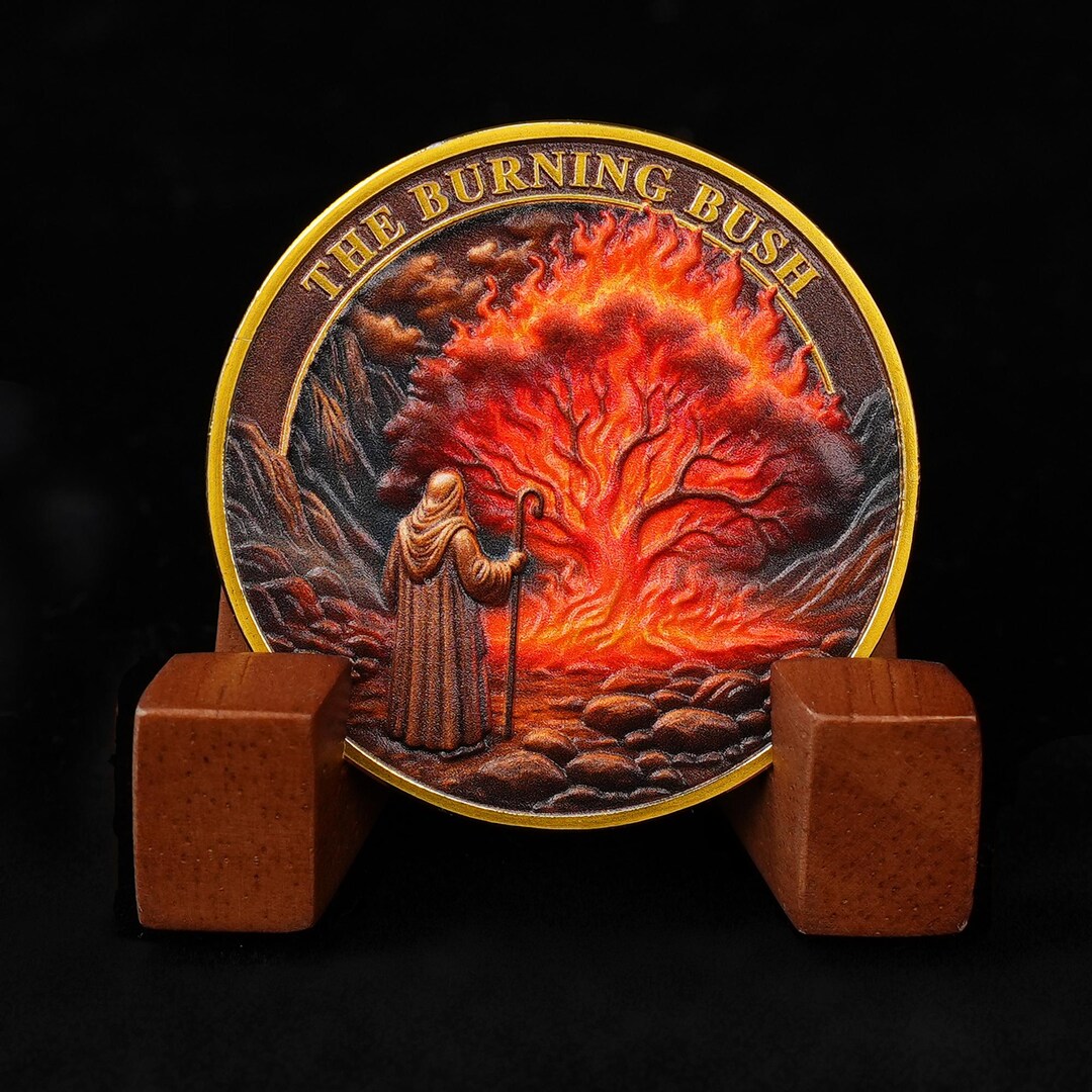 Religious Coin With Exodus 3:5 Scripture, Burning Bush Christian Token ...