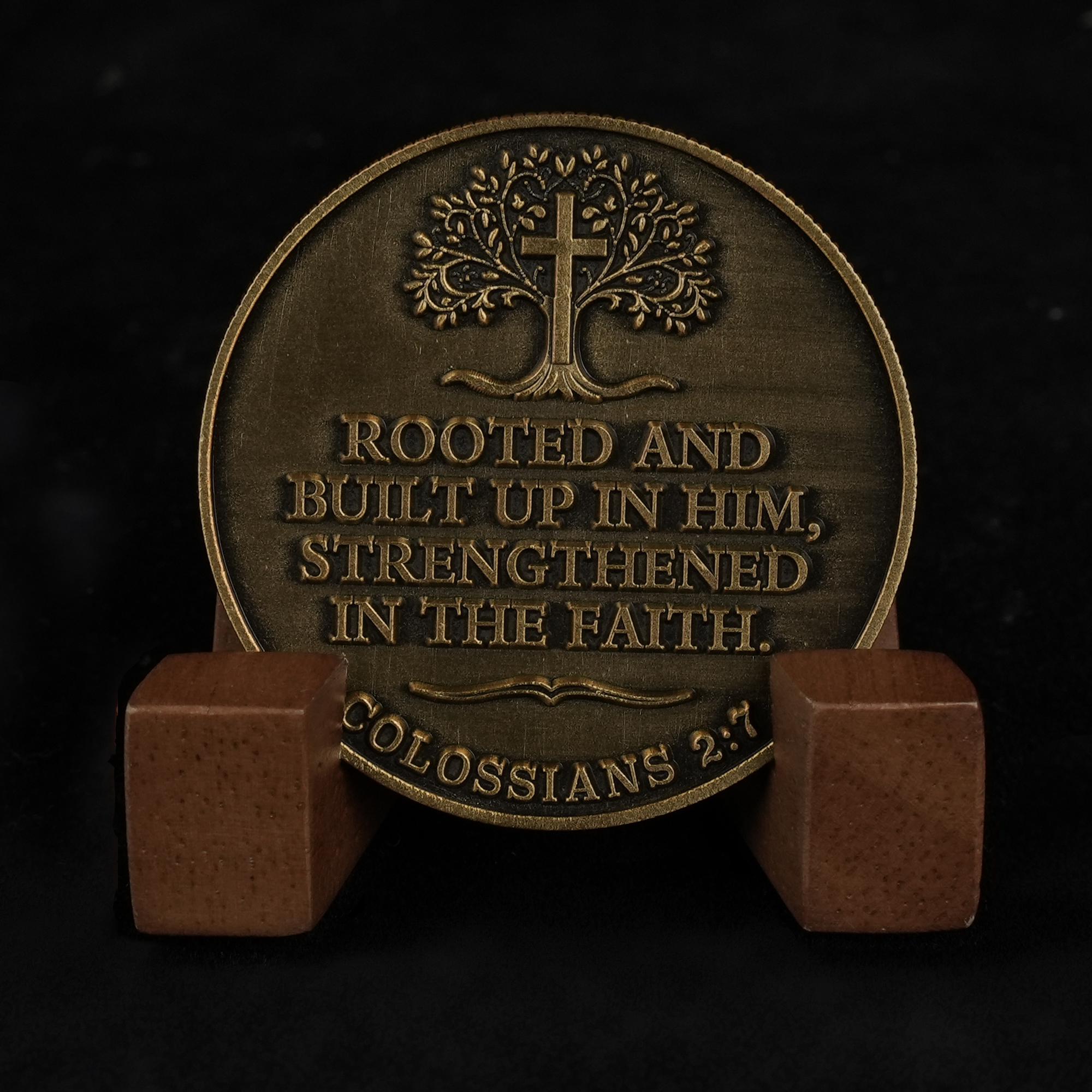Colossians 2:7 Christian Coin, Rooted in Christ Token Religious Gift - Etsy