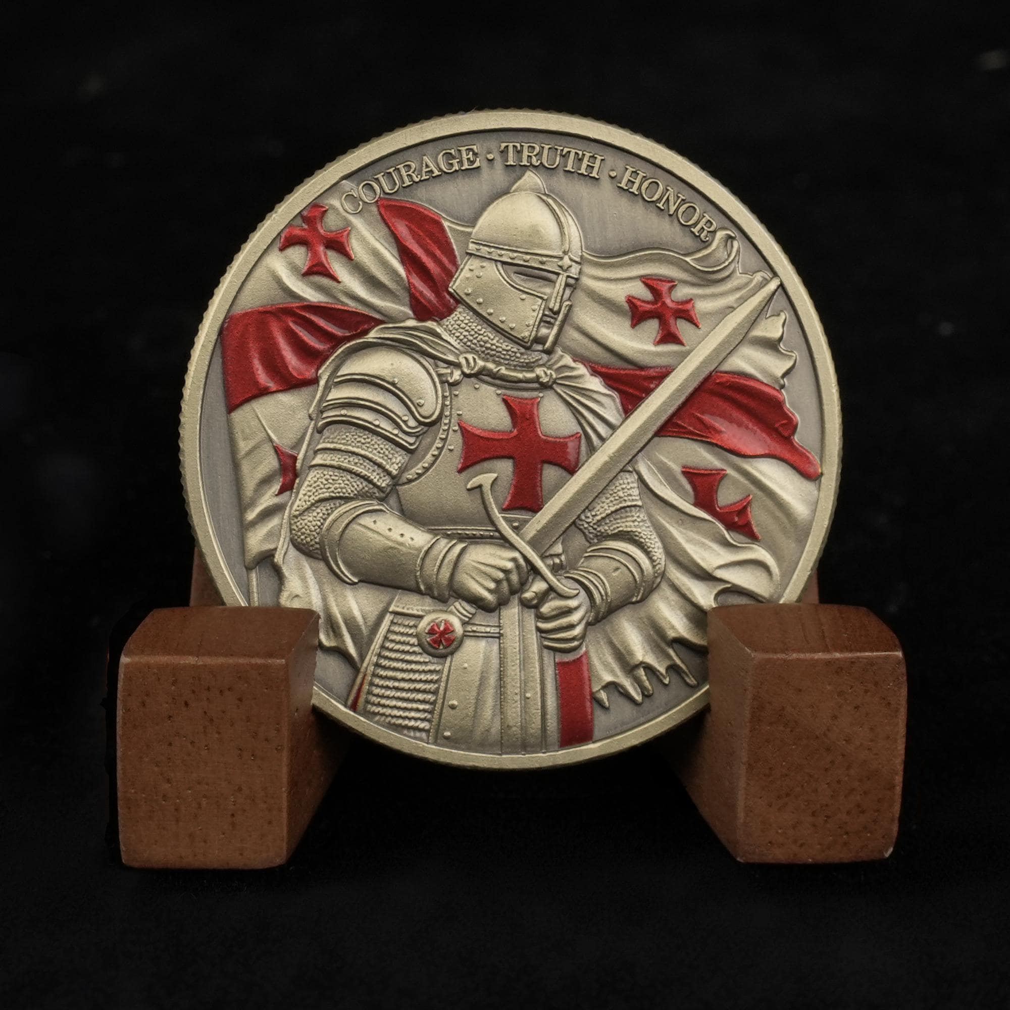 AtSKnSK Pièce De Défi Des Templiers Chevalier Debout Pièce