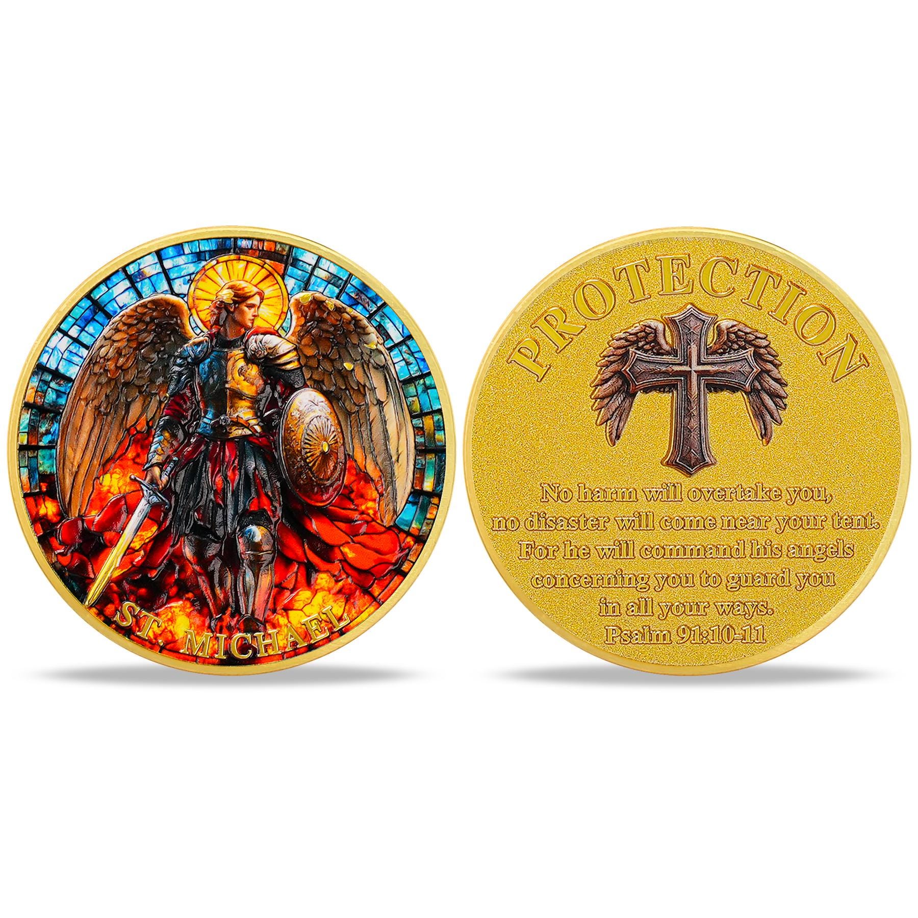 Archangel Michael Protection Coin: Psalm 91, Religious Gift - Etsy