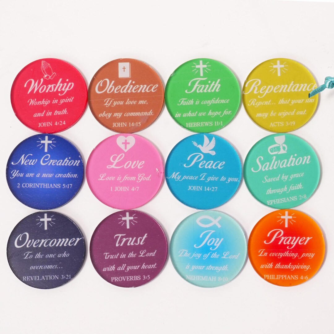 Set of 12 Scripture Coins Christian Bible Verse Tokens, Daily ...
