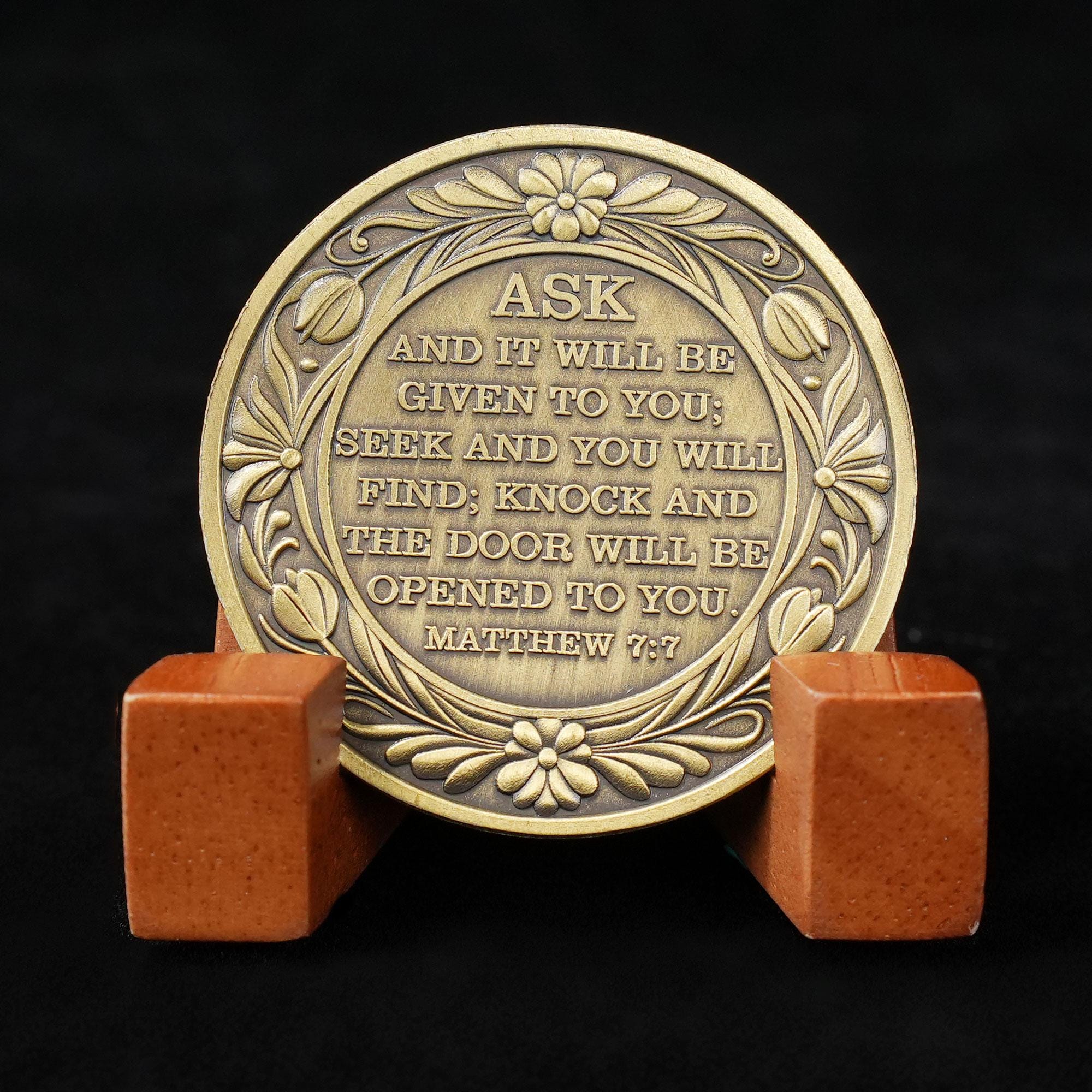 宗教的な祈り マタイ7:7 収集用コイン、ゲイツ神の祈りの贈り物