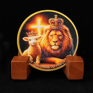 Christian Challenge Coin Serenity Prayer Coin, Lion and Lamb Pocket Token Biblical Gifts