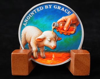 Holy Lamb Religious Challenge Coin: Silver Plated Christian Medallion
