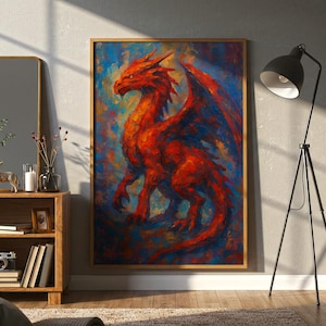 Red Dragon Abstract Art| Dungeons and Dragons Art| Fantasy Digtial Print
