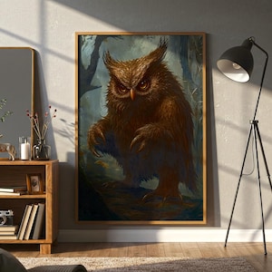 Owl Bear Cub Art Print: Mystical D&D Decor