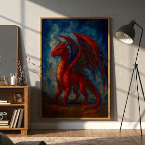 Red Dragon Realism Art| Dungeons and Dragons Art| Fantasy Digital Print