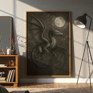 Silver Dragon Art Print: Mythical Dungeons and Dragons Poster (Digital Download)