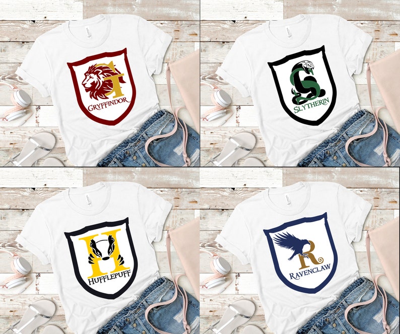 Hogwarts House Shield Bundle Gryffindor Slytherin Ravenclaw Hufflepuff SVG Harry Potter SVG for Vinyl Decal Vacation Harry Potter Shirt