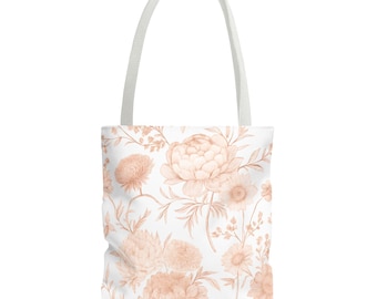 Floral Print Tote Bag, Chic Shopping Tote, Eco-Friendly Bag, Gift for Her, Beach Bag, Pink Flower Tote, Spring/Summer Accessory