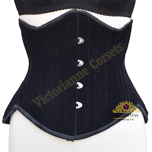 Victorian Black Velvet Corset - Gothic Underbust Waist Trainer - Heavy Steel Boned - Tight Lacing Corset - Luxury Velvet Lace Up Corset
