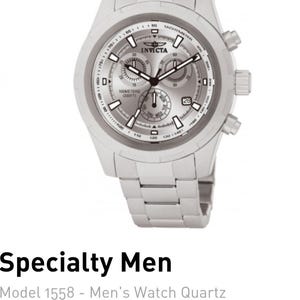 Invicta Men&#39;s Specialty Round Face Silver Stainless Steel Watch Model 1558