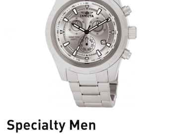 Invicta Men's Specialty Round Face Silver Stainless Steel Watch Model 1558