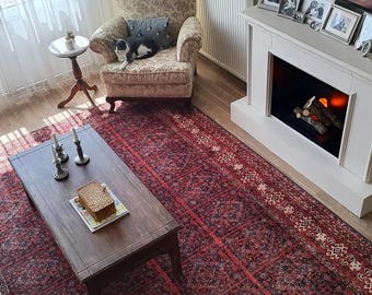 Vintage Afghan Style Rug: Hand-Woven Look, Easy Wash