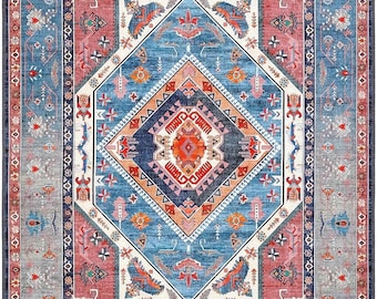 Antique Look Turkish Distressed Rug: Traditional Anatolian Design Teppich, Boho Decor Living Room Large Kilim Rug