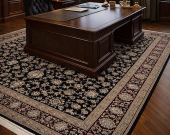 Handwoven luxury Black Medallion Rug – Anatolian-Inspired Salon Carpet