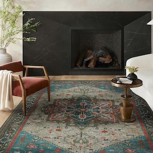 Rustic Anatolian Rug – Vintage Turkish Motif Carpet – Geometric Ottoman Design – Boho Home Decor Kilim