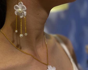 Boucles d&#39;oreilles artisanales détaillées en perles - Ensemble de boucles d&#39;oreilles en perles au crochet faites main d&#39;inspiration bohème vintage - Délicats et mode au crochet