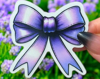 Bow Sticker | Purple Coquette Bow | Glossy Aesthetic Ribbon Decal | Cute Girly Laptop Water Bottle Sticker | Lavender Pastel Bow Vinyl