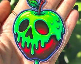 Pegatina de Manzana Envenenada, Pegatina de Blancanieves, Pegatina de Calavera, Calcomanía Transparente Impermeable, Vinilo para Portátil Botella de Agua Coche Resistente a la Intemperie/UV