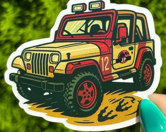 Pegatina transparente de Jurassic Park para Jeep - Calcomanía nostálgica para portátil, botella de agua, resistente a la intemperie y a los rayos UV.