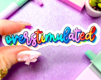 Pegatinas divertidas, vinilo para TDAH sobreestimulado, humor con el que te identificarás, agotamiento, pegatinas lindas, meme divertido, vinilo sensorial transparente e impermeable para portátil
