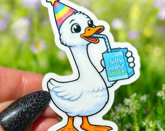 Pegatina de Ganso Tonto, Jugo de Ganso Tonto, Pegatina de Meme de Ganso Divertido, Pegatina de Animal Caótico, Botella de Agua para Portátil de Vinilo Impermeable, Regalo