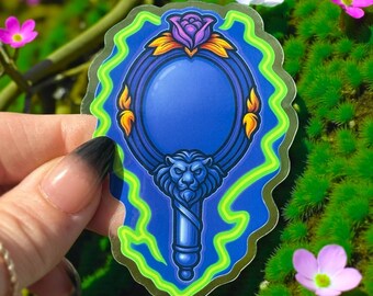 Pegatina de La Bella y la Bestia: Calcomanía mágica, impermeable, transparente, para portátil, botella de agua, coche, teléfono, resistente a la intemperie y a los rayos UV.