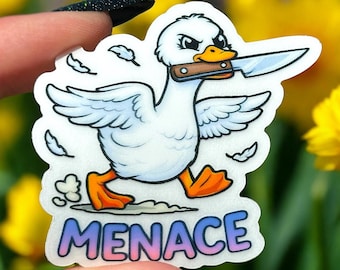 Pegatina de ganso tonto, pegatina de ganso gracioso, pegatina de meme de ganso gracioso, pegatina de animal amenazante, pegatina de vinilo impermeable para portátil o botella de agua, regalo