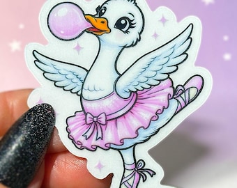 Pegatina de ganso tonto, pegatina de bailarina, pegatina de meme de ganso gracioso, pegatina de animal caótico, pegatina de vinilo impermeable para portátil o botella de agua, regalo