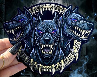 Cerberus Decal, Three Headed Hellhound Sticker, Greek Mythology Vinyl Decal, Dark Fantasy Truck Car Dirtbike Motorcycle Sticker
