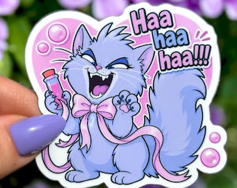 Pegatina de Yzma Cat, pegatina de extracto de llama, poción de llama, vinilo de Emperor's New Groove, calcomanía transparente impermeable