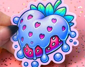 Heart Sticker, Drip Sticker, Cute Melting Heart Kawaii Sticker, Pink Blue Glossy Aesthetic Vinyl Decal, Laptop Water Bottle Outdoor Rated