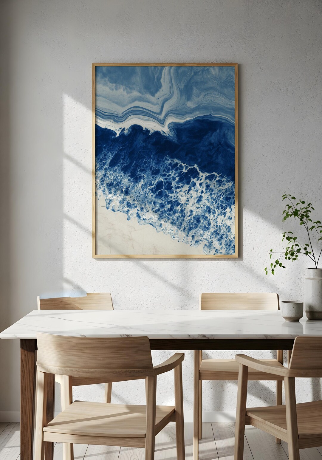 Ocean Wave Wall Art | Blue White Abstract Sea Print | Coastal Resin ...