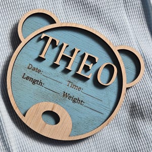 Custom 3D Baby Announcement Sign: Teddy Bear Nursery Decor