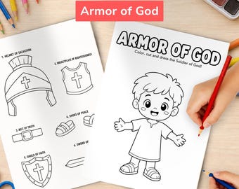 Bastelvorlage „Rüstung Gottes“ | Biblische Aktivität für Kinder | Druckvorlage für die Bibelschule, christliche Kinderbibelwoche (PDF)
