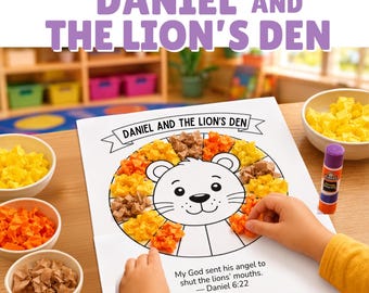 Bastelidee: Daniel und die Löwengrube | Bibel-Aktivität mit Seidenpapier | Druckvorlage für den Sonntagsschulunterricht für Kinder