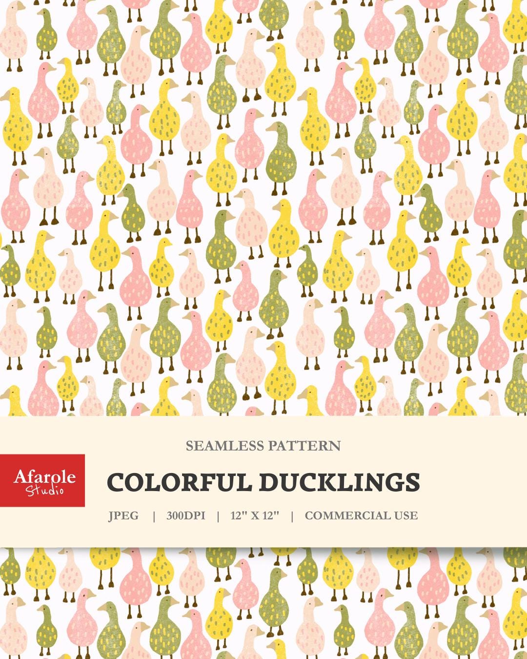 Duck Seamless Pattern, Cute Farm Animal Digital Paper for Fabric and ...